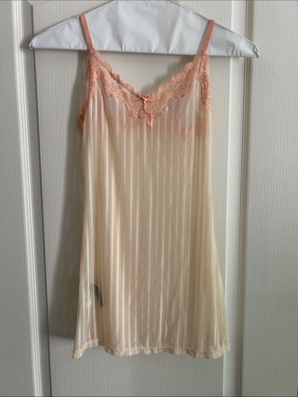 Lace Trim Satin Slip Dress in Peach and Cream Heidi Klume Intimates XS